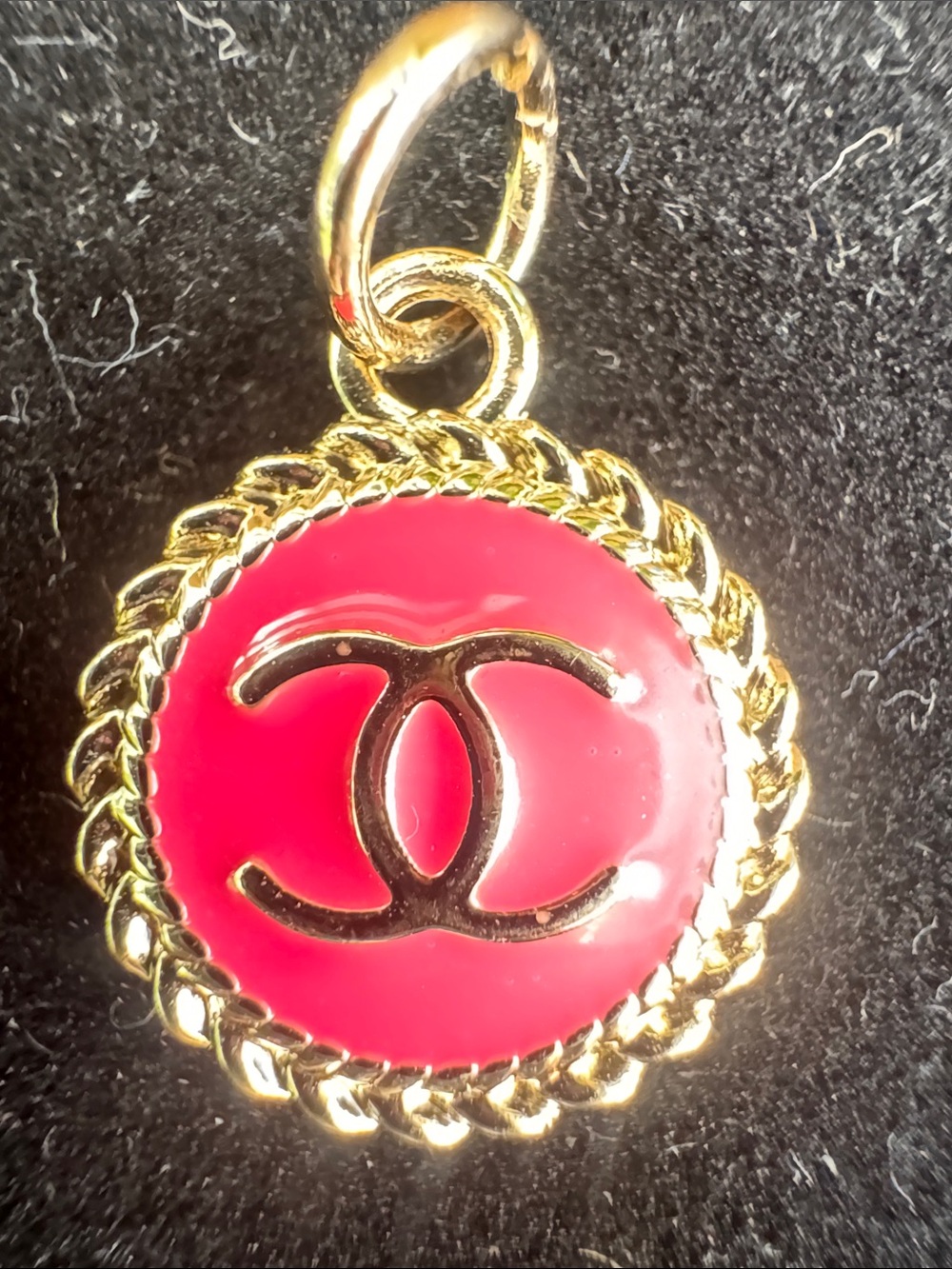 Charm Gold Tone Pink Enamel Pendant